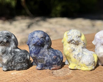 Pekingese Dog Natural Crystal Carvings | Crystal Dogs | Natural Crystals | Amethyst | Sodalite | Cavalier King Charles