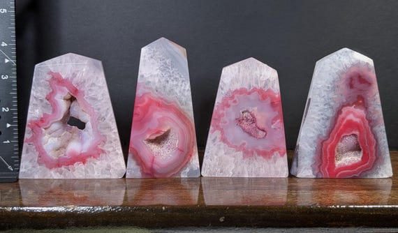 Vibrant Pink Colored Druzy Agate Natural Crystal Towers | Druzy Agate | Crystal Decor | Pink Crystals | Metaphysical