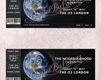The Neighbourhood Concert Ticket Template | Editable Canva Printable Keepsake | Custom Wourld Tour Ticket | Instant Download