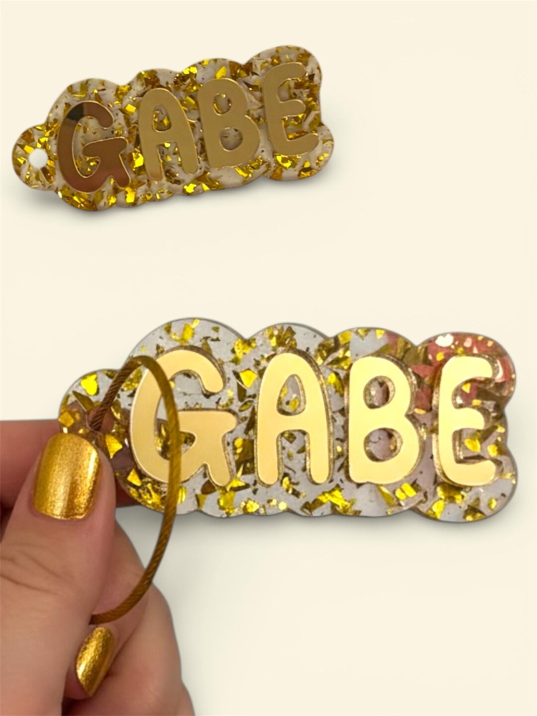 Personalized Gold Flake Acrylic Keychain | Custom Name - Etsy