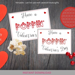 Have A Poppin&#39; Valentine&#39;s Day Printable/ Non-Food Treat / Valentine for Class / Holiday / Classroom Party / Popcorn Gift / Bubblegum Card