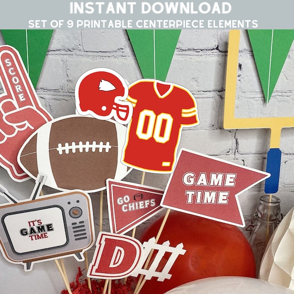 INSTANT DOWNLOAD Kansas City Chiefs Super Bowl Party / Playoffs / Centerpiece / Party Decor / Party Printable / Football / Super Bowl Decor