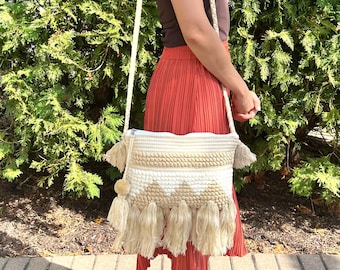 Handmade Dari Cotton Crossbody Bag: Boho Handloom Sling