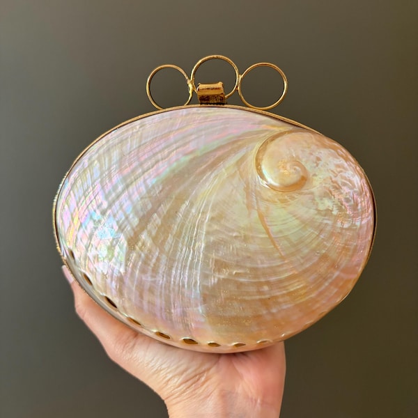 Mother of Pearl Shell Clutch | Iridescent Evening Bag, Coastal Wedding Purse