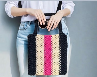 Handmade Macrame Cotton Shoulder Bag: Boho Hippie Purse