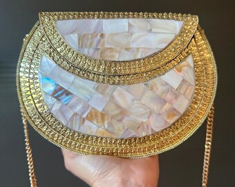 Mosaic Clutch Purse: Vintage Style Handmade Metal Sling Bag