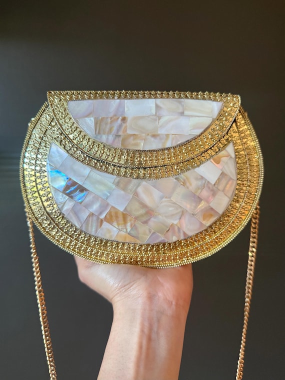 Mosaic Clutch Purse: Vintage Style Handmade Metal Sling Bag