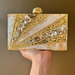 Stone Work Clutch Etsy