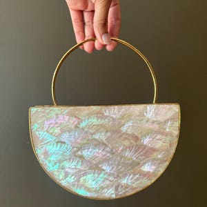 Mother of Pearl Clutch: Handmade Brass & Shell Evening Bag