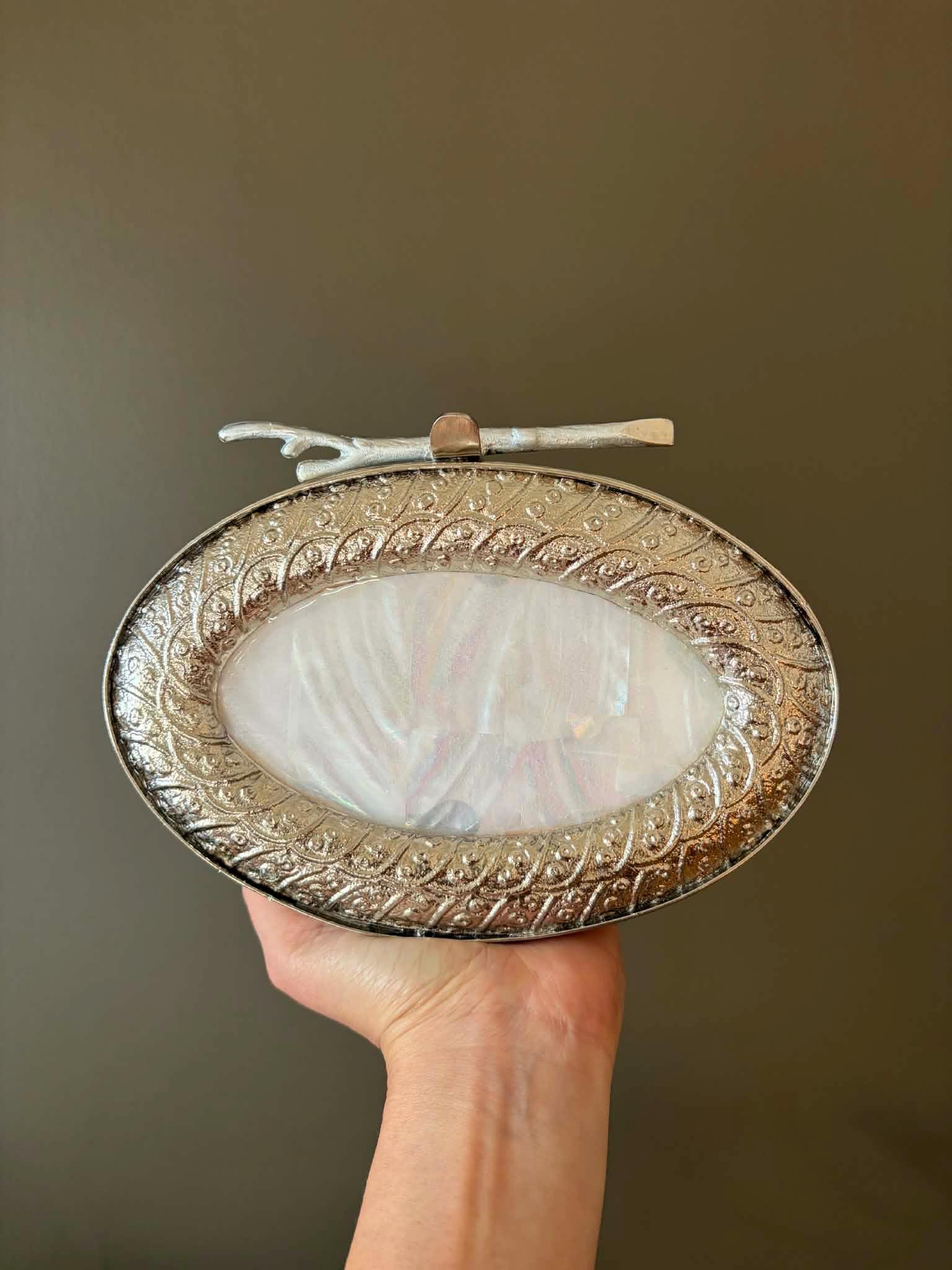 Mother of Pearl Clutch | Silver Metal Frame Evening Bag - Etsy
