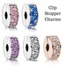 S925 Sterling Silver Shinning Elegance CZ Stone Clip Stopper Charms ,Fits Pandora Bracelets, Gift For her 