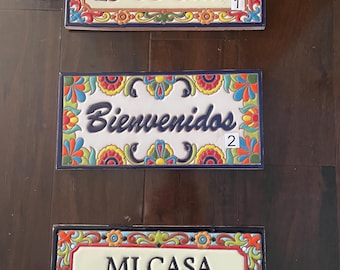 Talavera Bienvenidos Plakette. Mexikanische Keramik Handarbeit Handbemalt.  Willkommenstafel. Home Decor Folk Art Indoor Outdoor 32 cm