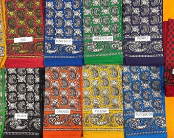 PALEACATES. Mexican Bandanas. Set of 6 Bandanas. Traditional colors.