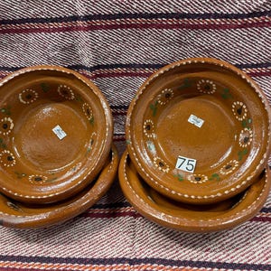 Mexican Clay(1). Set of 4 or Set of 2 Pozole Plates 8&quot;. Pozole Plates. Mexican Design.