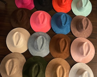 Mexican hat. SMALL INDIANA. RANCHER Hat with the brim slightly bent. Vegan Suede hats.