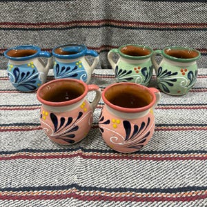 Set of 2 Jarritos. JARRITOS Mexican coffee mugs. Jarritos de Barro.  Mug Clay. Free Lead.