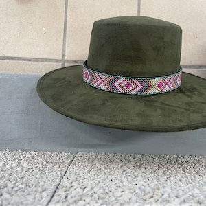 Mexican hat. Handmade in suede. CORDOBES Model. Size L. Hat with a flat brim. Hat with toquilla on sale image 8
