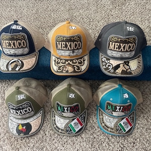 Mexican hat. Gorras Bordadas. Embroidered Mexican Cap. MEXICO Cap. Trucker-Hats.