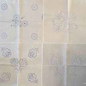 Embroidery napkins. NAPKINS 60 x 60. Servilletas para Bordar. Different designs.