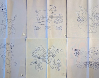Embroidery napkins. ANIMALS II. Servilletas para Bordar. Servilletas de 45cm X 50cm.