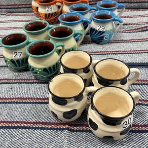 Set aus 4 Jarritos. JARRITOS Mexikanische Kaffeebecher. Jarritos de Barro.  Tasse aus Ton. Ohne Blei.