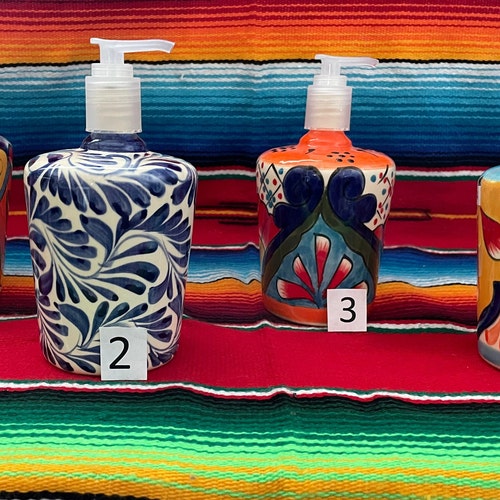 Mexican Ceramic Soap Dispenser With a Beautiful Design. Etsy
