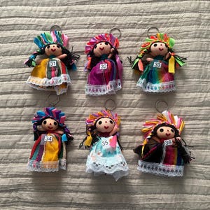 Mexican keychains. Mini Lele doll keychains. Traditional craftsmanship. (1) image 7