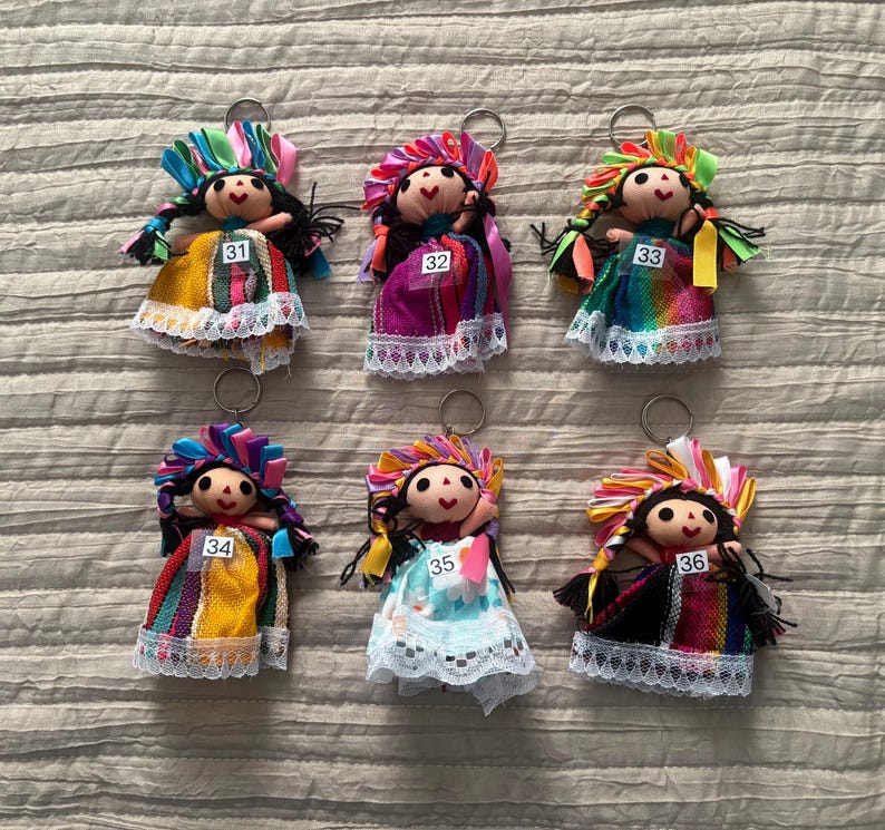 Mexican keychains. Mini Lele doll keychains. Traditional craftsmanship. (1) image 7