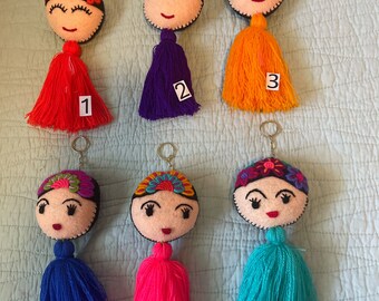 Mexican Keychain. Frida keychain. Charm Frida. Traditional colors of Mexican Design.