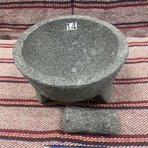 Mexican Molcajete. Molcajete made of volcanic stone.