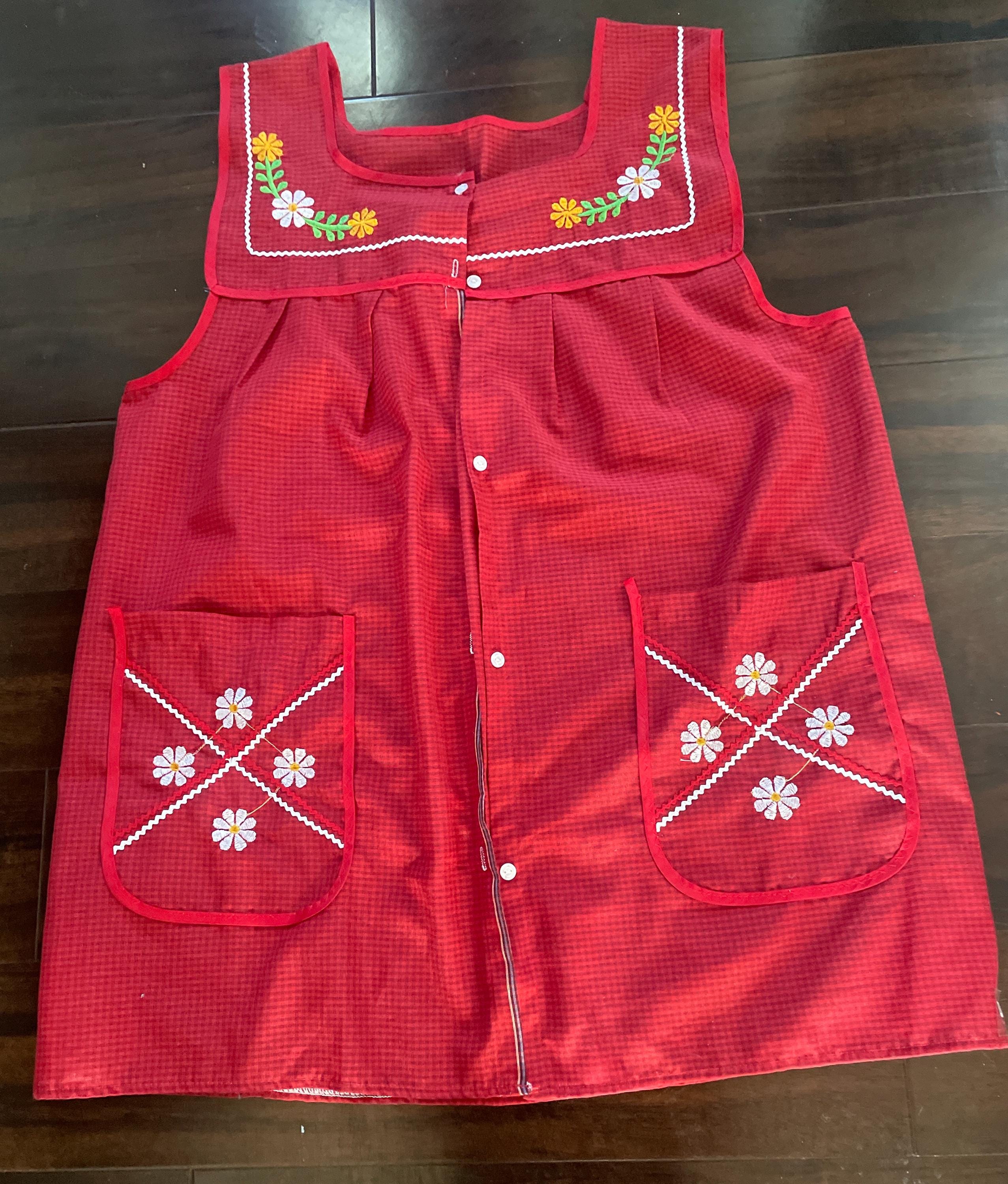 Mexican Apron. Traditional Apron. Mandil. Embroidered Apron. Size XL, XXL.
