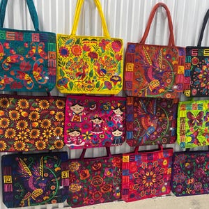 Mexican embroidered bag. Beautiful embroidery with traditional figures and colors.