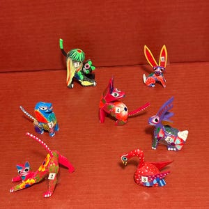 Mini alebrijes I. Alebrijes Oaxaca. Gato Alebrijes. Cachorro. Coelho. Tartaruga. Peixe. etc.