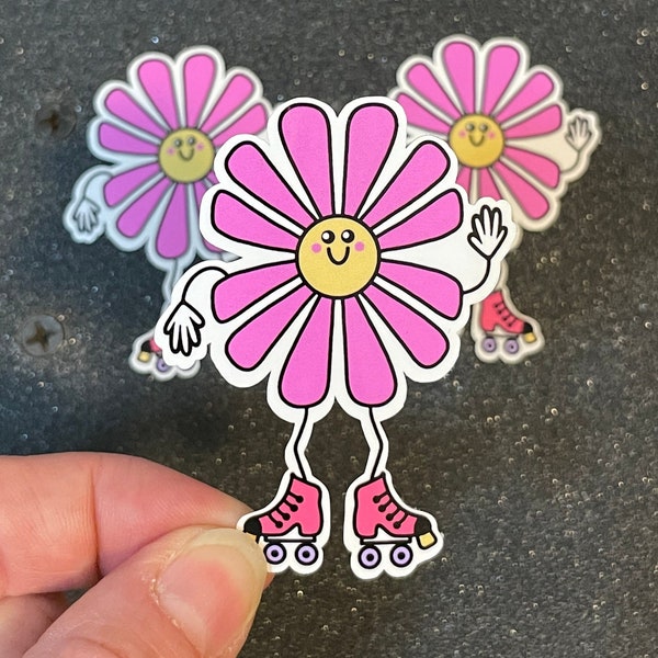 Roller Skating Sticker / Roller Skating Flower / Retro Flower Sticker