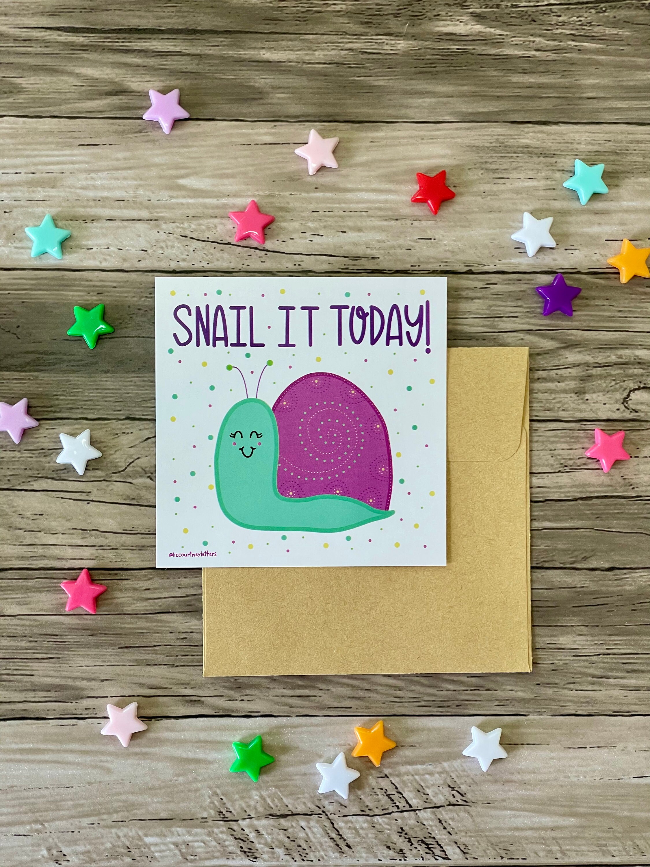 Snail Taking Notes Snail It Today Card: Cute Snail Encouragement Note - Etsy