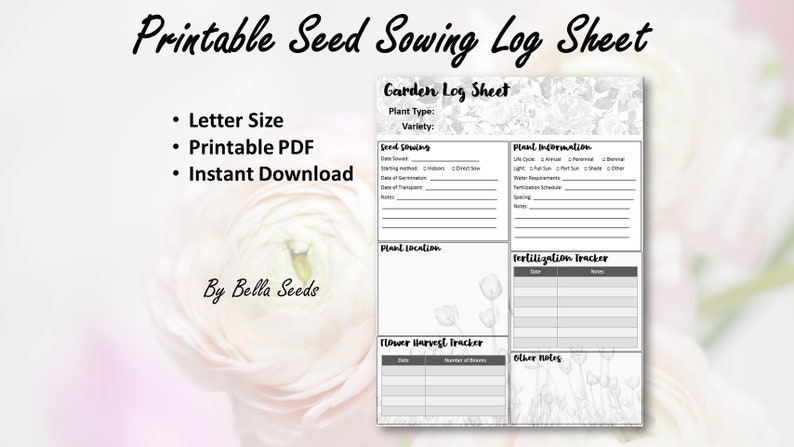 Sowing Tracker Gardening and Planting Printable Log Sheet, Garden Planner, Cut Flower ...