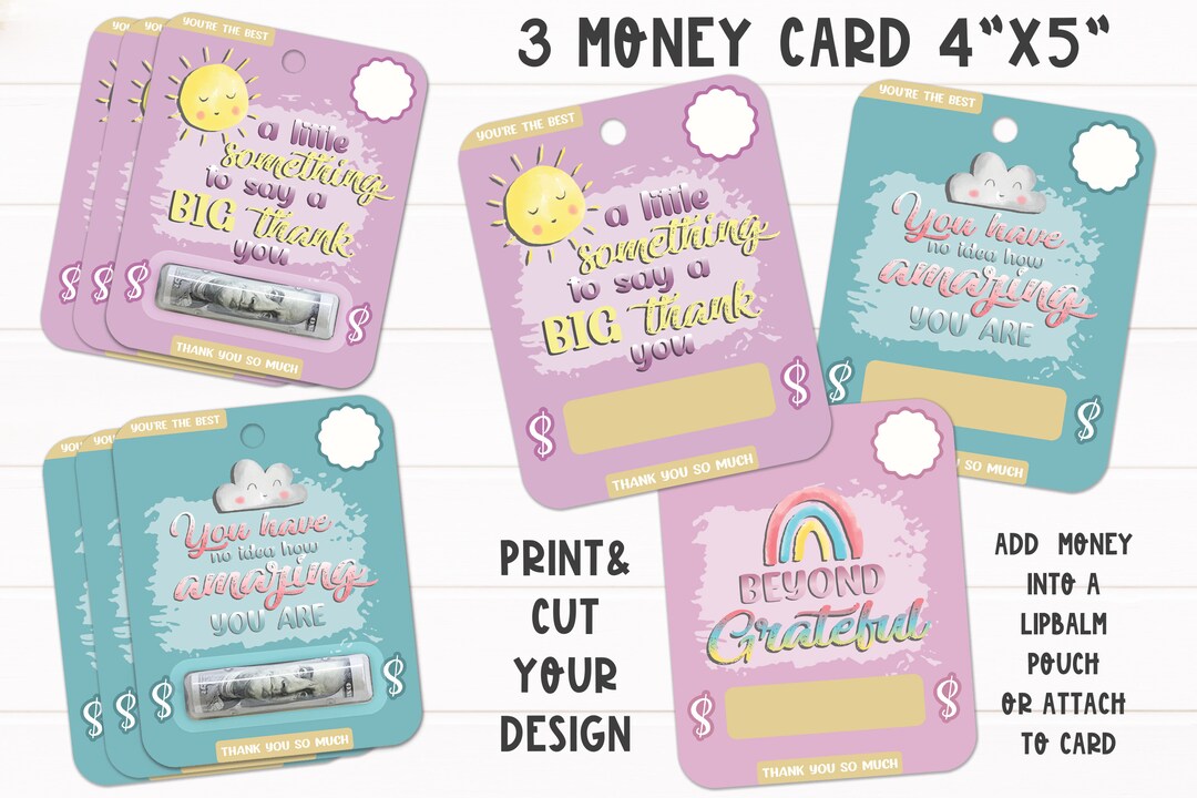 Printable Thank You Money Card Thank You Card Money Holder Etsy