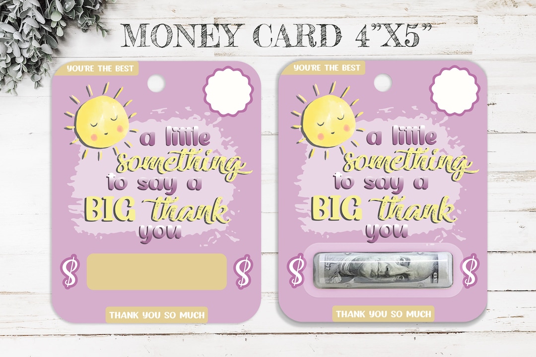 Printable Thank You Money Card Thank You Card Money Holder Etsy