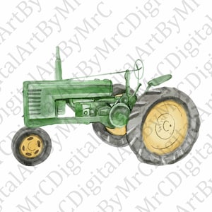 Green Watercolor Tractor PNG, instant digital download, sublimation graphic image