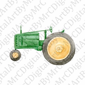 Green Watercolor Tractor PNG, instant digital download, sublimation graphic image