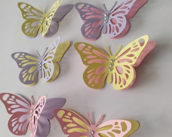 3D Papier Schmetterlinge für Wanddekoration, Pastellfarben Schmetterlinge, Schmetterling Die cut, Pastellpapier Schmetterlinge, Frühlingsdekoration