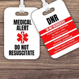 DNR Medizinischer Notruf Anhänger | Nicht wiederbeleben Karte | DNR Geldbörse Alarm | Anhänger personalisieren