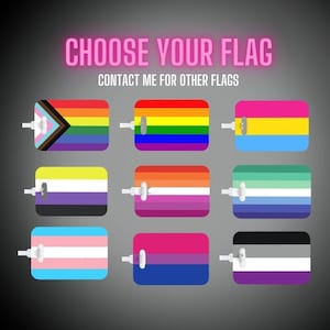 Étiquette à bagage avec drapeau LGBTQ | Cartes d'identité transsexuelles gays, lesbiennes et bisexuels | Étiquette de voyage arc-en-ciel | Etiquettes personnalisées | Cadeaux pour bas de Noël