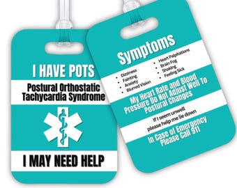 POTS Dysautonomia Emergency Medical Alert Tag | Postural Tachycardia Syndrome | POTS Symptoms Alert | Personalize Tag