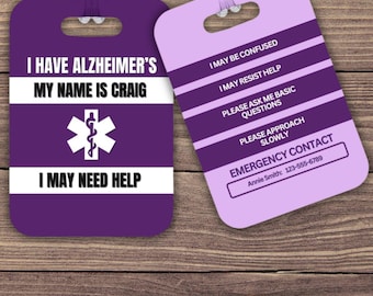 Personalisierter medizinischer Notfallanhänger für Alzheimer-Patienten: Notfallkontaktkarte