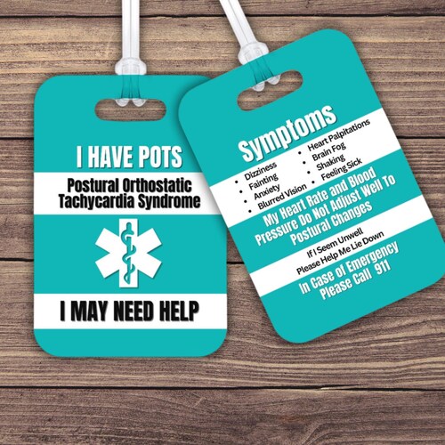 POTS Dysautonomia Medical Alert Tag: Postural Tachycardia Syndrome