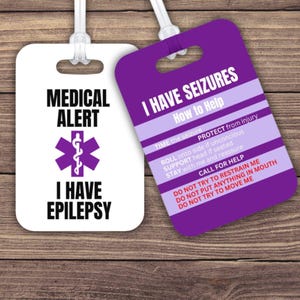 Étiquette d'alerte médicale pour l'épilepsie | Instructions de premiers soins en cas de crise | Carte d'aide d'urgence | École de voyage pour enfants