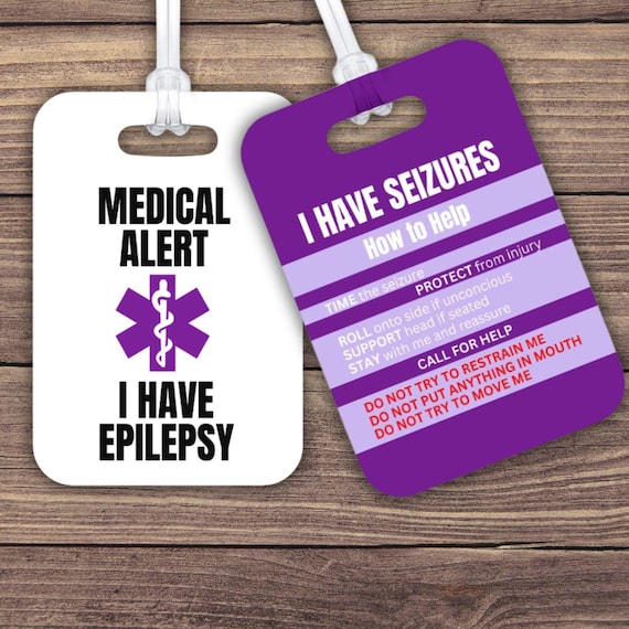 Epilepsy Medical Alert Tag | Seizure First Aid Instructions | Emergency Help Card | Travel School Kids