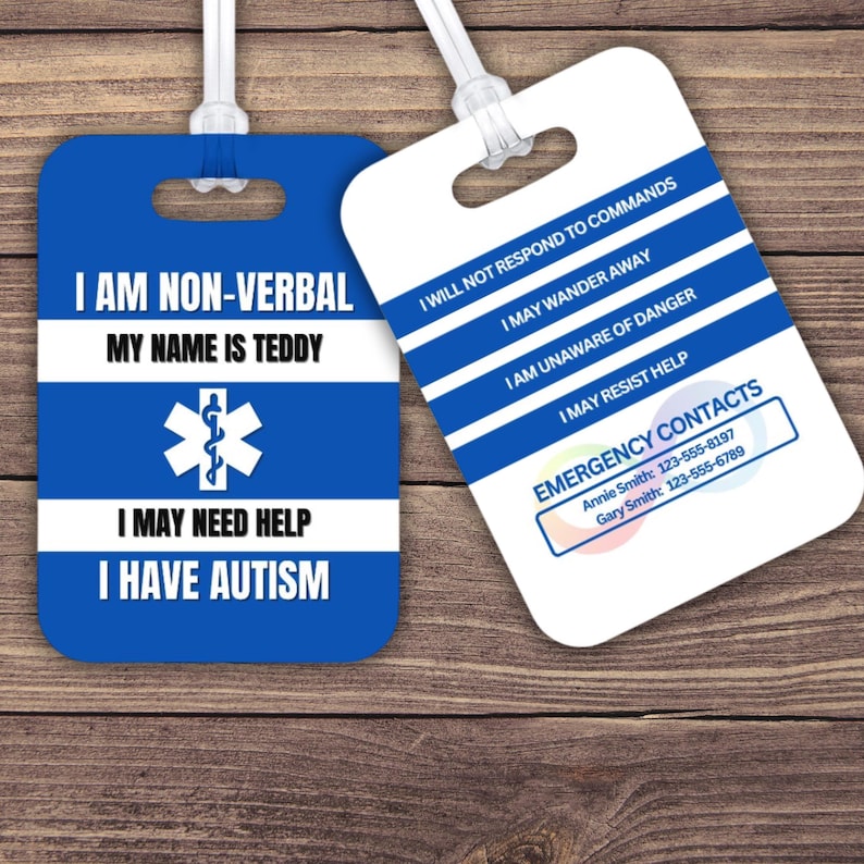 Autism Alert Tag: Non-verbal Emergency ID Card, Personalized - Etsy