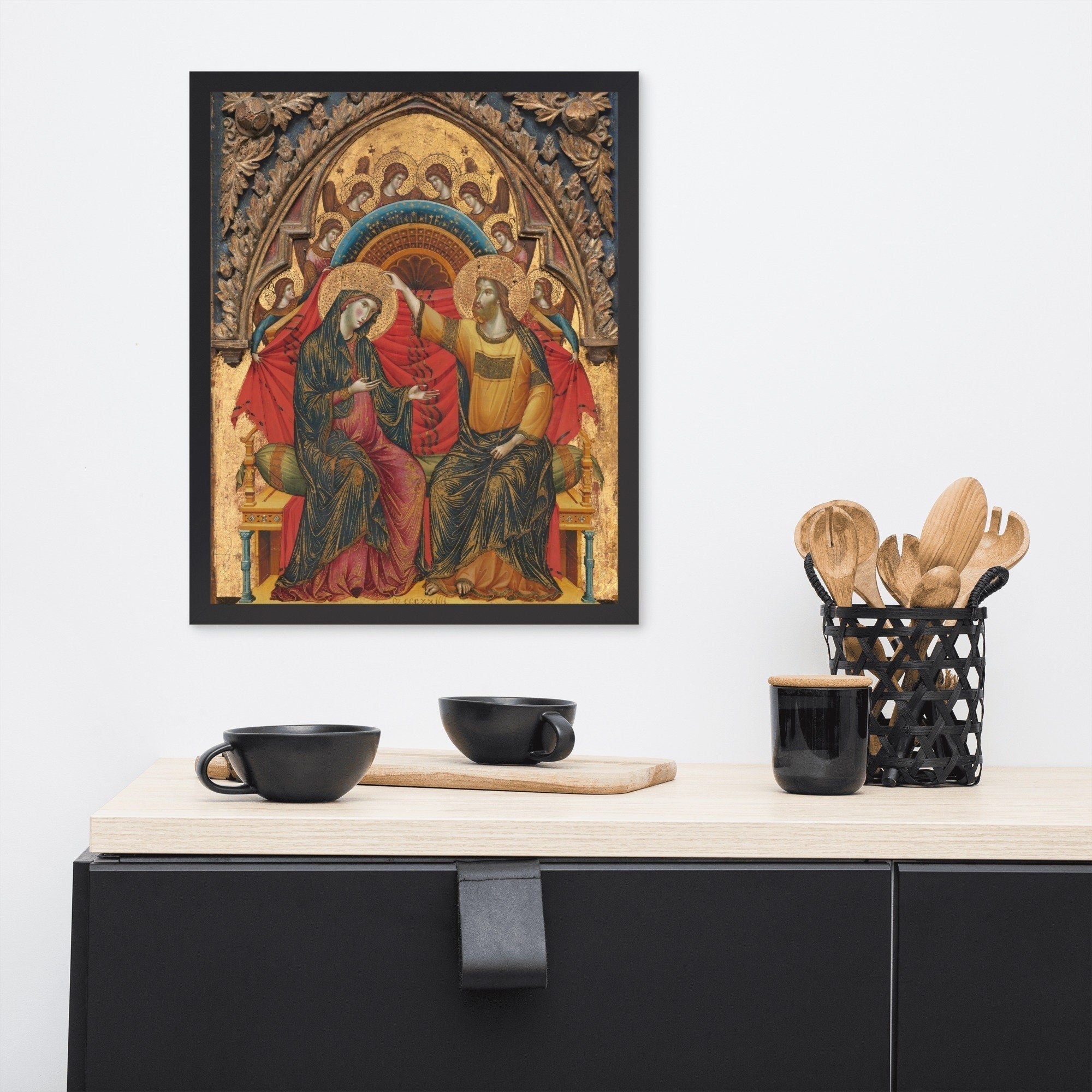 Le Couronnement de La Vierge Estampe Religieuse Décoration Murale Icône Christianisme Dieu Religion 